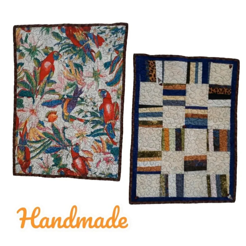 Quilted Parrot Tropical Patchwork Tapestry